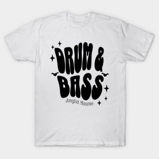 DRUM AND BASS  - Y2K Warped Text (Black) T-Shirt